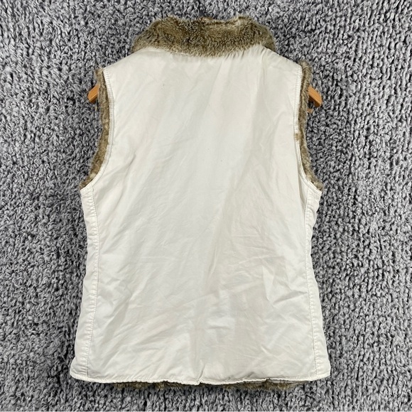 GAP Reversible Faux Fir Vest Women's Size Small Y2K Cream with Brown Fir - Picture 4 of 14